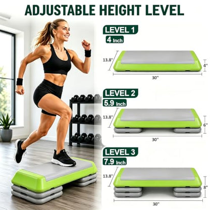Aerobic Step Platform Height Adjustable Workout Step - color: Double-layer Base-Avocado