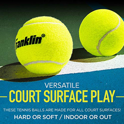 Franklin Sports Pressureless Tennis Balls - Official Size, Low Pressure - Great for Training + Practice - Low Bounce - All Court Surface - Carry Bag Included