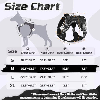 rabbitgoo Tactical Dog Harness for Medium, No Pull Military Service Vest - color: Black, size: Medium
