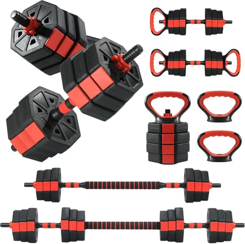 Adjustable Dumbbell Set, 44/66/88Lbs 4-in-1 Free Weights for Home Gym, Converts to Kettlebell & Barbell with Connector, Non-Slip Grip, Ideal for Men & Women Strength Training