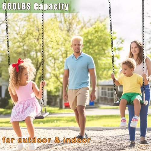 2 Pack Hanging Swing Chain with 4 Carabiners 44in, 660LB Capacity Heavy Duty Hammock Hardware Kit for Punching Bags, Swing Chairs, Indoor & Outdoor Gym (Black, 44in, 2pcs)
