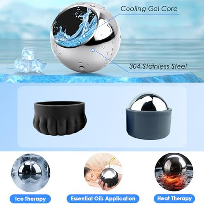 Massage Ice Roller Ball - Cold & Heat Therapy Roller for Deep Tissue Massage Pain Relief, Plantar Fasciitis Roller (Set of Three) - color: Set of 3