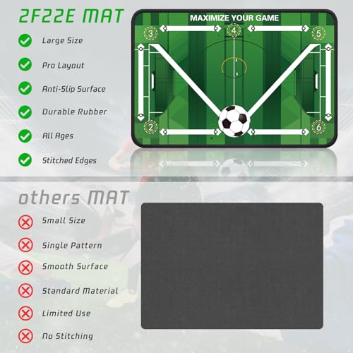 2F22E Soccer Training Mat for Kids & Youth, Non-Slip Silent Footwork Training Equipment with Soccer Bounce Trainer & Socks, Ball Mastery Skills Mat with Instructional Video for Indoor Practice