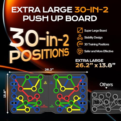 AERLANG Extra Large Push Up Board 26.2" x 13.8", Portable 30-in-2 Workout Set for Push Up, Multi-functional Pushup Stands for Strength Training, Fat Burning Push Up Bar for Home Gym