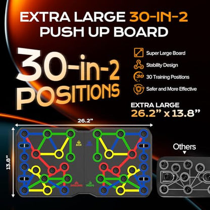 AERLANG Extra Large Push Up Board 26.2" x 13.8", Portable 30-in-2 Workout Set for Push Up, Multi-functional Pushup Stands for Strength Training, Fat Burning Push Up Bar for Home Gym