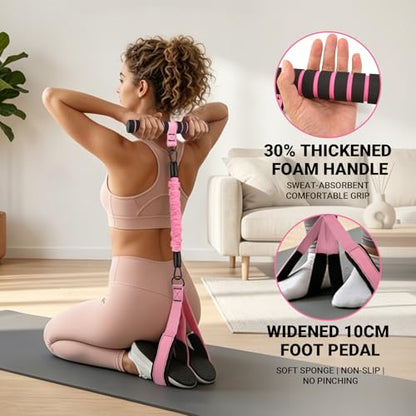 Resistance Bands with Handles and Foot Pedals, 3-Tube Adjustable Resistance Bands (20/30/40 lbs, 7 Levels Free Combination, Max 90 lbs), Natural Latex Anti-Break Exercise Bands