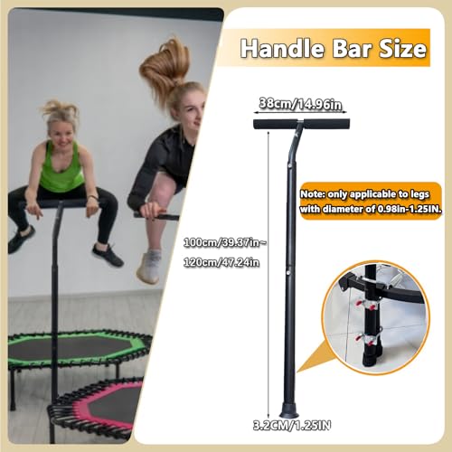 Trampoline Handle Bar Rebounder Handle Bar for Round Fitness Trampolines Fits Foot Tubes up to 0.98IN-1.25IN Diameter (Trampoline not Included) Non-Slip Comfortable Handles