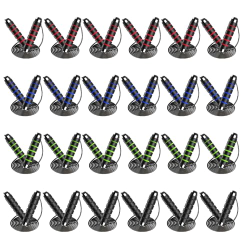 24 Pack Jump Ropes, Tangle-Free Speed Jumping Ropes with Foam Handles for Women Men, Adjustable Skipping Ropes for Fitness Workout Slim Body