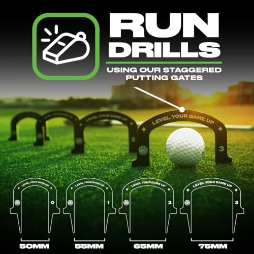 BACK 2 BASICS Golf Putting Mirror Compact Dual-Sided Alignment Trainer Tool - style: Pro Path Putting Mirror & Gates