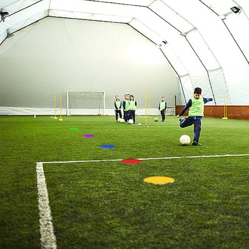 9 Inch Non Slip Rubber Agility Markers,Flat Field Cones Floor Dots for Soccer Basketball Sports Speed Agility Training and Drills(6Pcs,with Net Bag)