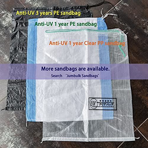 Black Empty 19" x 24" Woven PE UV Protection Sandbags (5)