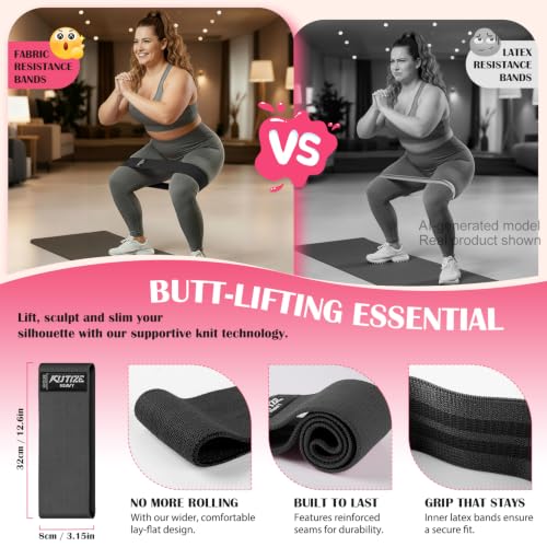 Ankle Resistance Bands with Cuffs & Fabric Resistance Bands Set - Legs & Glutes Workout Equipment for Women & Men, Home Gym Heavy Exercise Bands for Hip, Yoga, Strength Training, Rehab, Pilates - style: Black