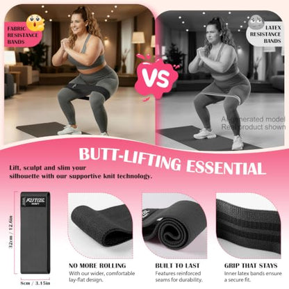 Ankle Resistance Bands with Cuffs & Fabric Resistance Bands Set - Legs & Glutes Workout Equipment for Women & Men, Home Gym Heavy Exercise Bands for Hip, Yoga, Strength Training, Rehab, Pilates - style: Black
