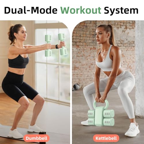 2-in-1 Adjustable Dumbbell Set, Upgraded 4 Levels Hand Weights for Women Men, Each 2.2/3.3/4.4/5.5lb, Convertible Weights Dumbbells and Kettlebell Set for Home Gym Exercise & Fitness