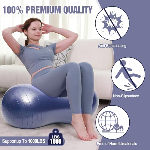 INPANY Peanut Ball - Exercise Ball for Labor Birthing, Anti-Burst Physical Therapy for Kids, Core Strength, Flexible Seating, Home & Gym Fintness, Sensory Chair Wiggle Seat for Girls and Boys