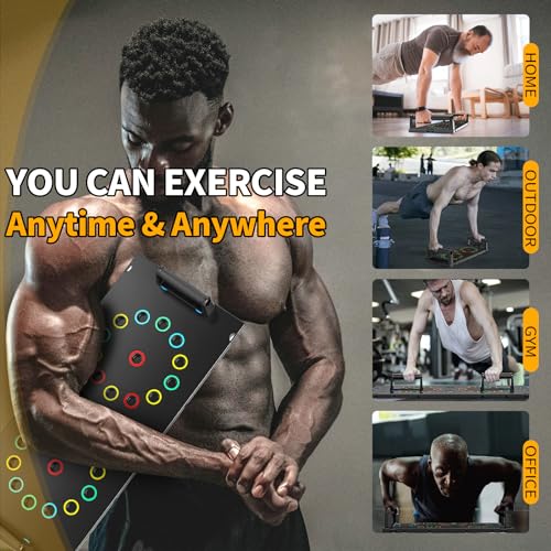 UPREIGN Multi-Functional Push-Up Plate. Portable and Foldable Push-up Board with Handle for Muscle Building and Strength Training - color: Deep Black