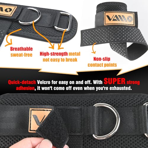 VAIIO 2Pcs Adjustable Weight Lifting Straps with D Ring | Original Non-Slip Dot Design for Deadlifts, Cable Machines & Powerlifting - 7mm Neoprene Padded Wrist Support with Breathable Mesh & Quick-Detach Hook-Loop - Reinforced Polyester-Cotton Straps for