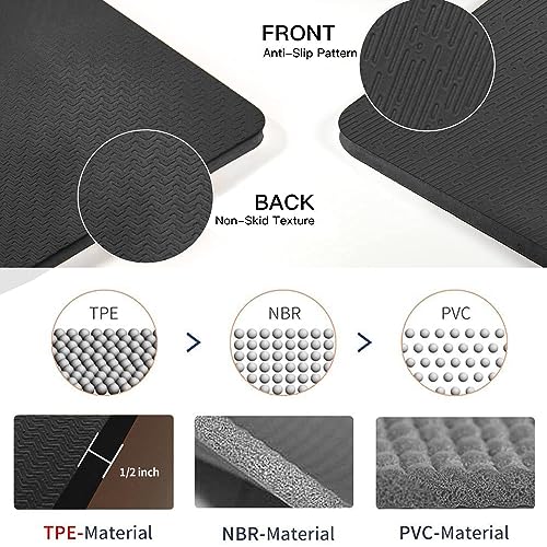 Hatha Yoga Large TPE Yoga Mat 6'x4'x1/2" Extra Thick Non-Slip Exercise Mat - for Yoga Pilates & Home Gym Workouts