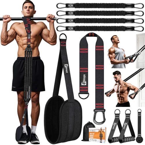 Pull Up Assistance Bands Set, 300 lbs Max Heavy Duty Resistance Bands with Adjustable Strap, Non-Slip Handle & Door Anchor, Full Body Strength Training Workout Equipment for Home Gym Fitness - color: Black