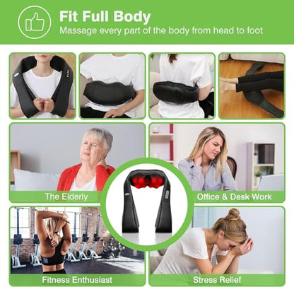 cotsoco Neck Massager, Shiatsu Shoulder and Back Neck Massager with Heat, Neck Massager Pillow for Neck for Body Muscle Pain Relief, Neck Massager Gifts for Mom Dad Women Men, Home, Office Car Use