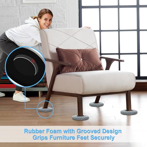 New Upgrade Furniture Movers Sliders, 4+4 Pack 4.3" Multi-Surface Furniture Sliders with Groove Design, Round 4PCS Moving Pads and 4 Hardwood Socks, Protect Floor and Easily Move Furniture - size: 4.3in Round 4+4Pack