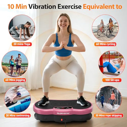 Vibration Plate for Weight Loss & Body Shaker Machine, Professional Full Body Vibration Machine with Wider Platform, Ultra Stable & Quiet, 120 Speeds, 330lbs Capacity, Home Fitness System - color: Pink