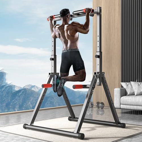 Indoor Pull-up Bar For Home Use, Pull Up Dip Station Foldable, Freestanding Fitness Equipment, 8-level Height Adjustment, Freestanding Pull-up Bar Fitness, Load-bearing 600kg, For Home Outdoor