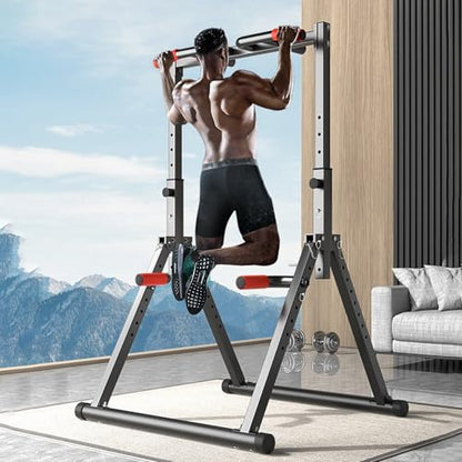 Indoor Pull-up Bar For Home Use, Pull Up Dip Station Foldable, Freestanding Fitness Equipment, 8-level Height Adjustment, Freestanding Pull-up Bar Fitness, Load-bearing 600kg, For Home Outdoor