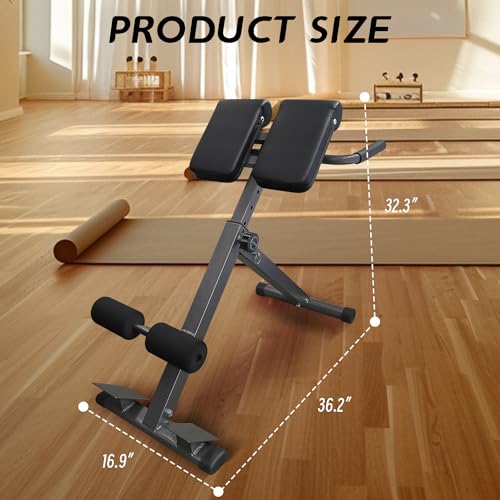 Hyperextension Roman Chair - Adjustable Bench Foldable Exercise Bench Back Extension Machine Roman Chair Exercise Equipment for Home