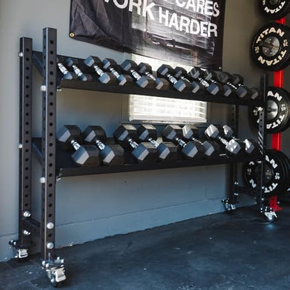 Titan Fitness 70" Add-On Adjustable Shelf for Elite Series Mass Storage System, Pivots to 5 Positions, Weight Storage Rack with Safety Lip, Dumbbell, Slam Ball, and Kettlebell Rack, Home Gym Storage