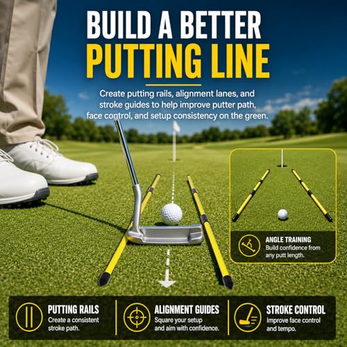Collapsible Golf Alignment Sticks, 40 Inch Golf Alignment Rods for Swing Trainer, Putting, Aiming, Posture Correction and Golf Practice