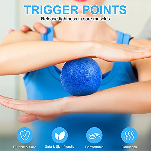 URAQT Spiky Massage Ball Set, 2 Pack Physical Therapy Massage Balls, Hard Lacrosse Ball & Spiky Massage Ball for Myofascial Release and Trigger Point Deep Tissue Massage (Blue)