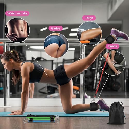 Running Yoga Exercise Step, 60lbs Ankle Resistance Bands with Cuffs, Adjustable Padded Leg Straps for Working Out, Leg Workout Equipment for Agility Training Track and Field Gym Accessories