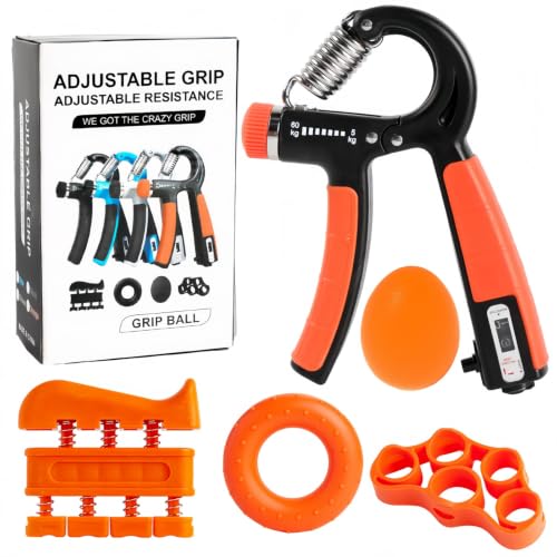 Grip Strength Trainer, Hand Grip Exerciser Strengthener Forearm with Adjustable Resistance 11-132 Lbs (5-60kg) - color: orange