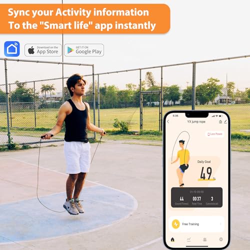 Jump Rope With Counter and App - Tangle-Free Rapid Speed Skipping Rope for Fitness, Home Exercise, Workout - Gifts for Adults, Women, Men, Kids - color: Black