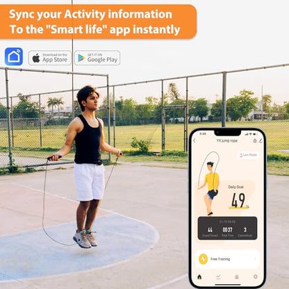 Jump Rope With Counter and App - Tangle-Free Rapid Speed Skipping Rope for Fitness, Home Exercise, Workout - Gifts for Adults, Women, Men, Kids - color: Black