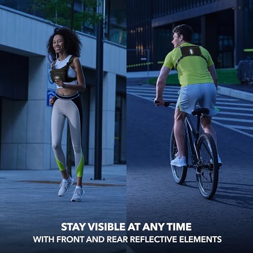 Running Chest Pack, Reflective Vest, Water Repellent, Phone Holder, Workout Bag for Runners, Cycling, Biking, EDC Pouch, Jogging Carrier, Hidden Pocket, Men & Women, Lightweight - color: Black