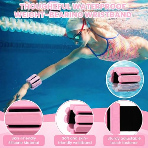 2 Pairs Wrist Ankle Weights Set for Women Men Adjustable Silicone Weighted Bangles 1lb Pink 2lb Black, Fitness Arm Leg Weights for Yoga, Pilates, Walking, Home Gym Workout