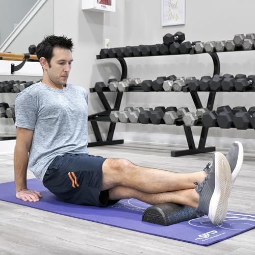 OPTP AXIS Firm Density Foam Roller – Half-Round, Black, 12" X 3" - color: Black - 12" X 3" Half-round