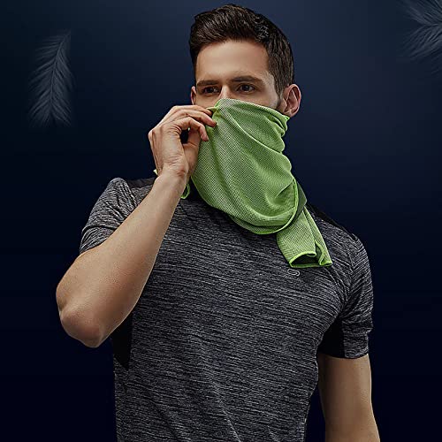 10 Pack Cooling Towels Bulk Microfiber Ice Towel Quick Dry Breathable Chilly Sweat Towel Stay Cool Towel for Neck Face Yoga Gym Workout Running Pilates Beach with Carabin Bag, 40x12'', Green - color: Green