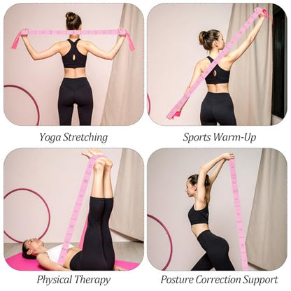Yoga Bands For Stretching Stretch Straps with Loops Elastic Stretching Strap With Loops Physical Pilates Stretch Band For Flexibility(Pink)