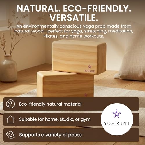 Original Wooden Yoga Block – Solid Hardwood Prop Inspired by Traditional Yoga Practice