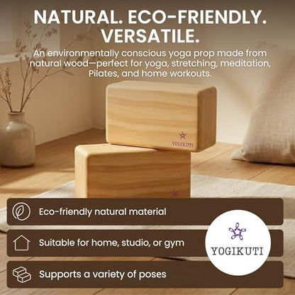 Original Wooden Yoga Block – Solid Hardwood Prop Inspired by Traditional Yoga Practice
