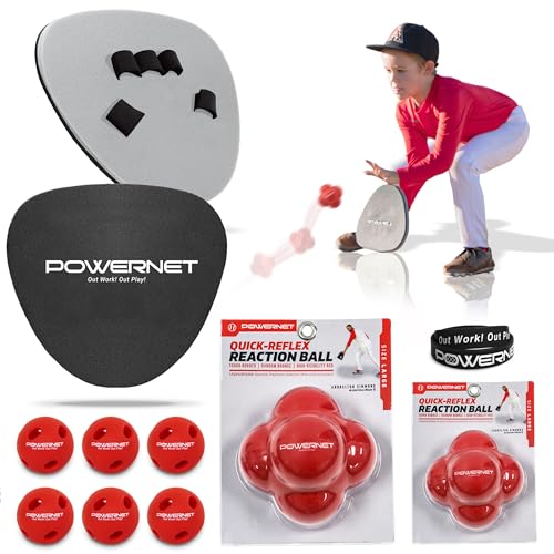 PowerNet Perfect Fielder Sets, Soft Hands Softball Baseball Training Equipment, Improve Transition Time from Glove to Hand, Perfect Fielder Mitt 2-PK, Micro Crushers, Reaction Balls, Foam Tech Balls