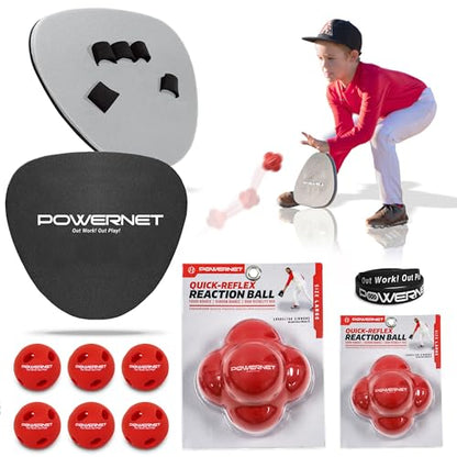 PowerNet Perfect Fielder Sets, Soft Hands Softball Baseball Training Equipment, Improve Transition Time from Glove to Hand, Perfect Fielder Mitt 2-PK, Micro Crushers, Reaction Balls, Foam Tech Balls