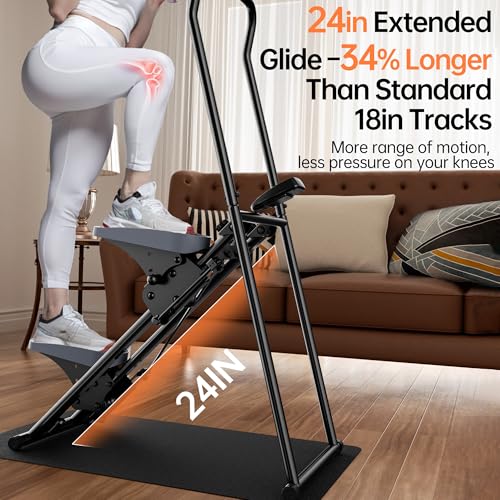 seanleecore Stair Stepper Machine for Home with Device Holder & Silicone Floor Mat, Extra-Long Non-Slip Pedals Vertical Climber Exercise Machine