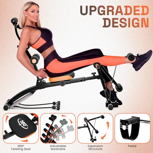 Weight Bench, 41.34" Metal Adjustable Foldable Ab Workout Bench, Multi Gear Adjustment, Resistance Bands & Leg Developer, Comfortable Padding, for Home Gym/Office/Small Space Full Body Strength Training