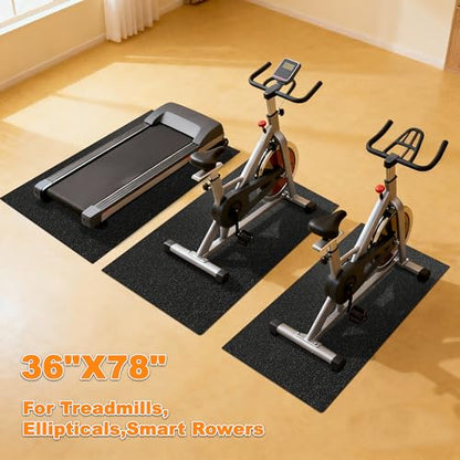 Fitvids Treadmill Mat 1/4" Thick Non-Slip Gym Mats Floor Protection Pad Compatible for Treadmills,Elliptical,Exercise Bikes,Stationary Cycles and Accessories - size: 78"Lx36"W