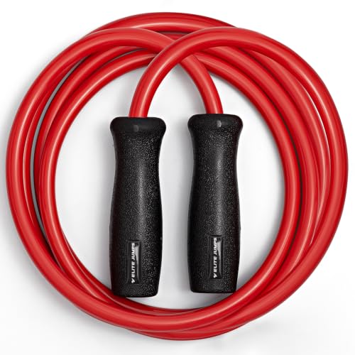 Elite Jumps Muay Thai 2.0 Weighted Jump Rope - Designed for High-Intensity Training, Muay Thai, & MMA Workouts - Heavy 1.3lb PVC Jump Ropes for Fitness - color: Crimson Red - 9FT