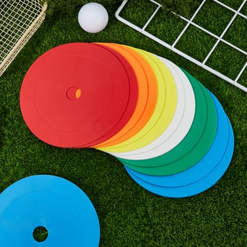 SUPERFINDINGS 24 Pcs Spot Markers Rubber Floor Flat Discs Training Field Cones 6.14 Inch/156 Mm Non Slip Agility Dots Soccer Basketball Sports Speed Markers Rubber Circles
